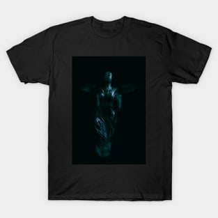 Glimpse of angel like creature. Beautiful girl. Dark, blue. T-Shirt